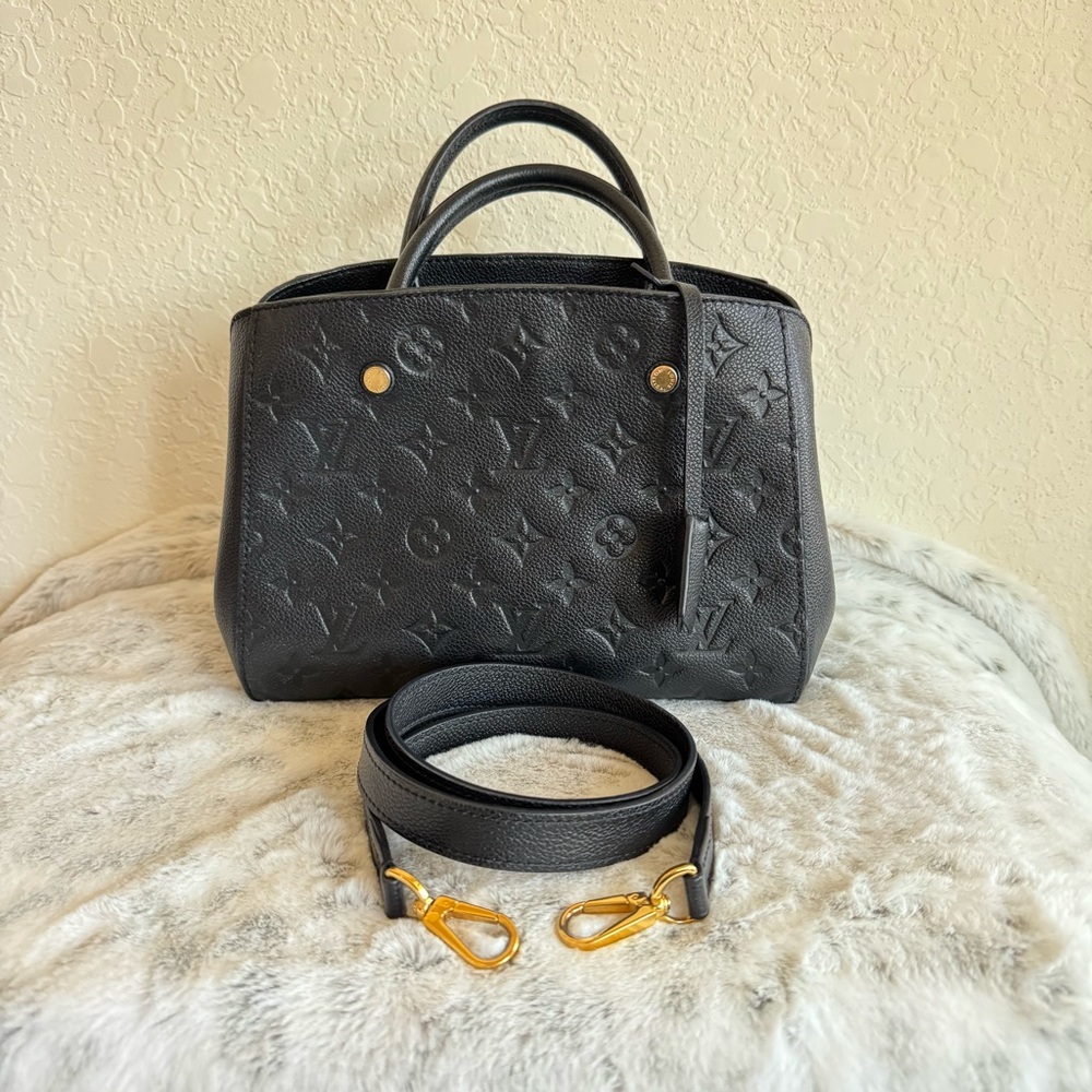 LV LOUIS VUITTON MONOGRAM BLACK EMPREINTE MONTAIGNE BB CROSSBODY. P0068 - Picture 3 of 17